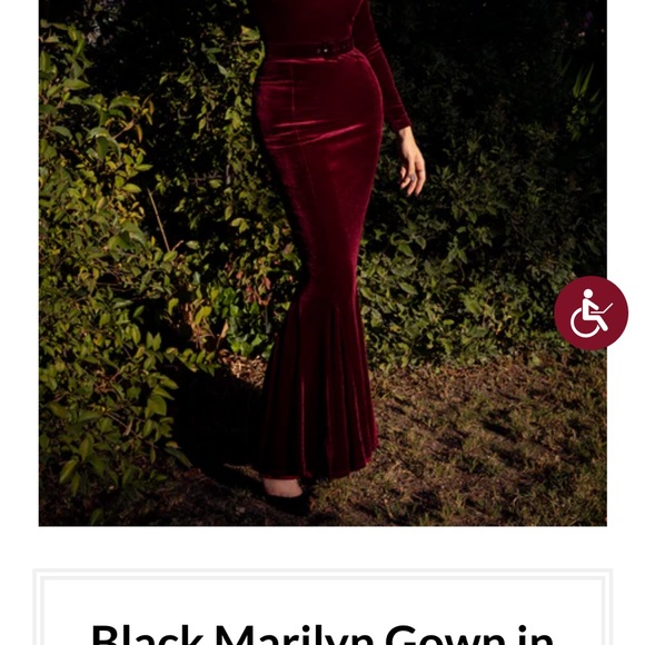 Black Marilyn Velvet Oxblood Dress - Picture 4 of 5